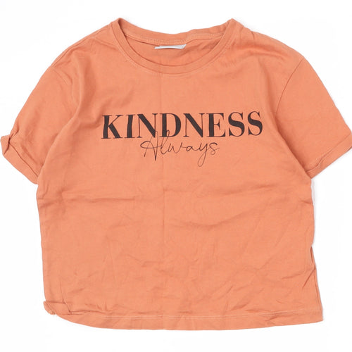 Matalan Girls Orange  100% Cotton Basic T-Shirt Size 10 Years Round Neck Pullover