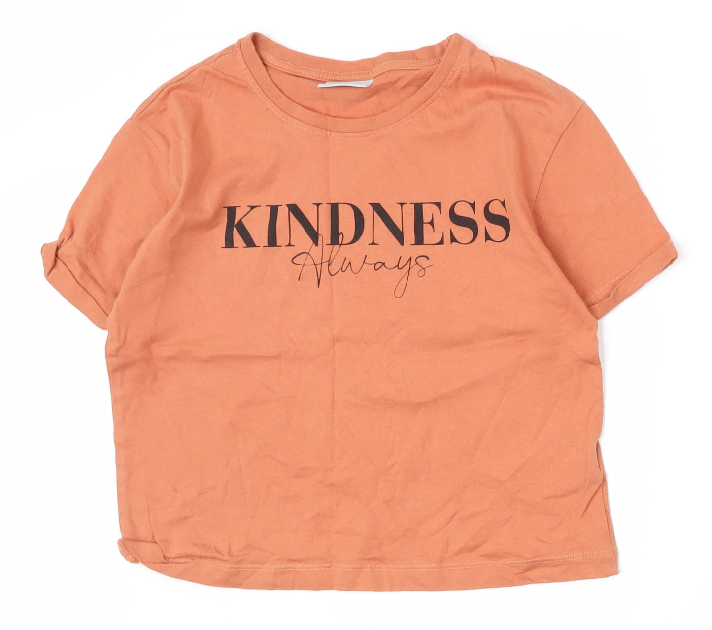 Matalan Girls Orange  100% Cotton Basic T-Shirt Size 10 Years Round Neck Pullover