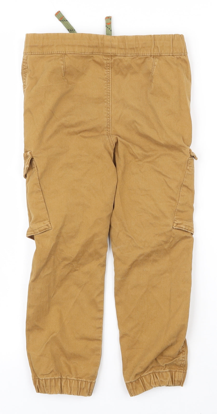 Marks and Spencer Boys Yellow  Cotton Cargo Trousers Size 4-5 Years  Regular Drawstring
