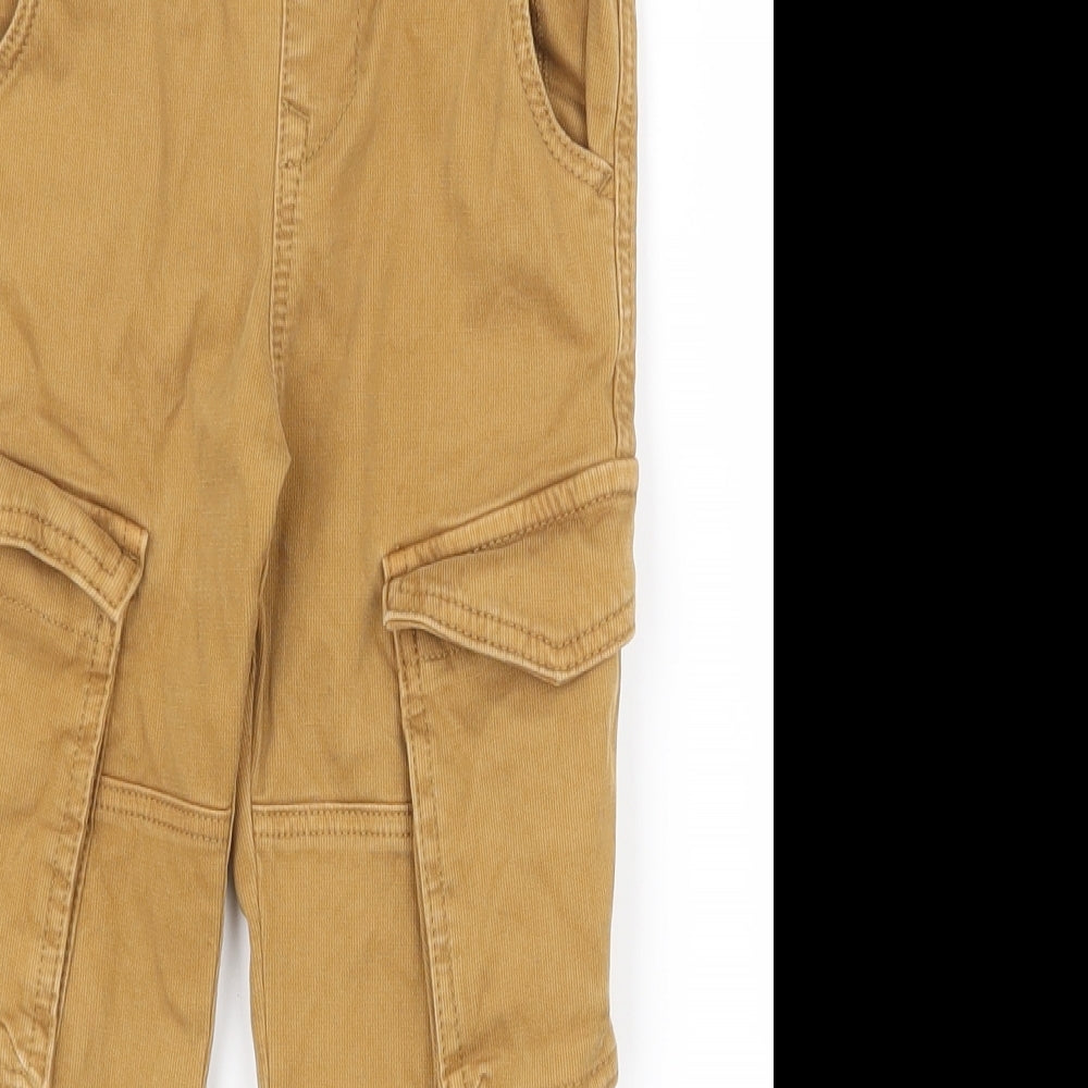 Marks and Spencer Boys Yellow  Cotton Cargo Trousers Size 4-5 Years  Regular Drawstring