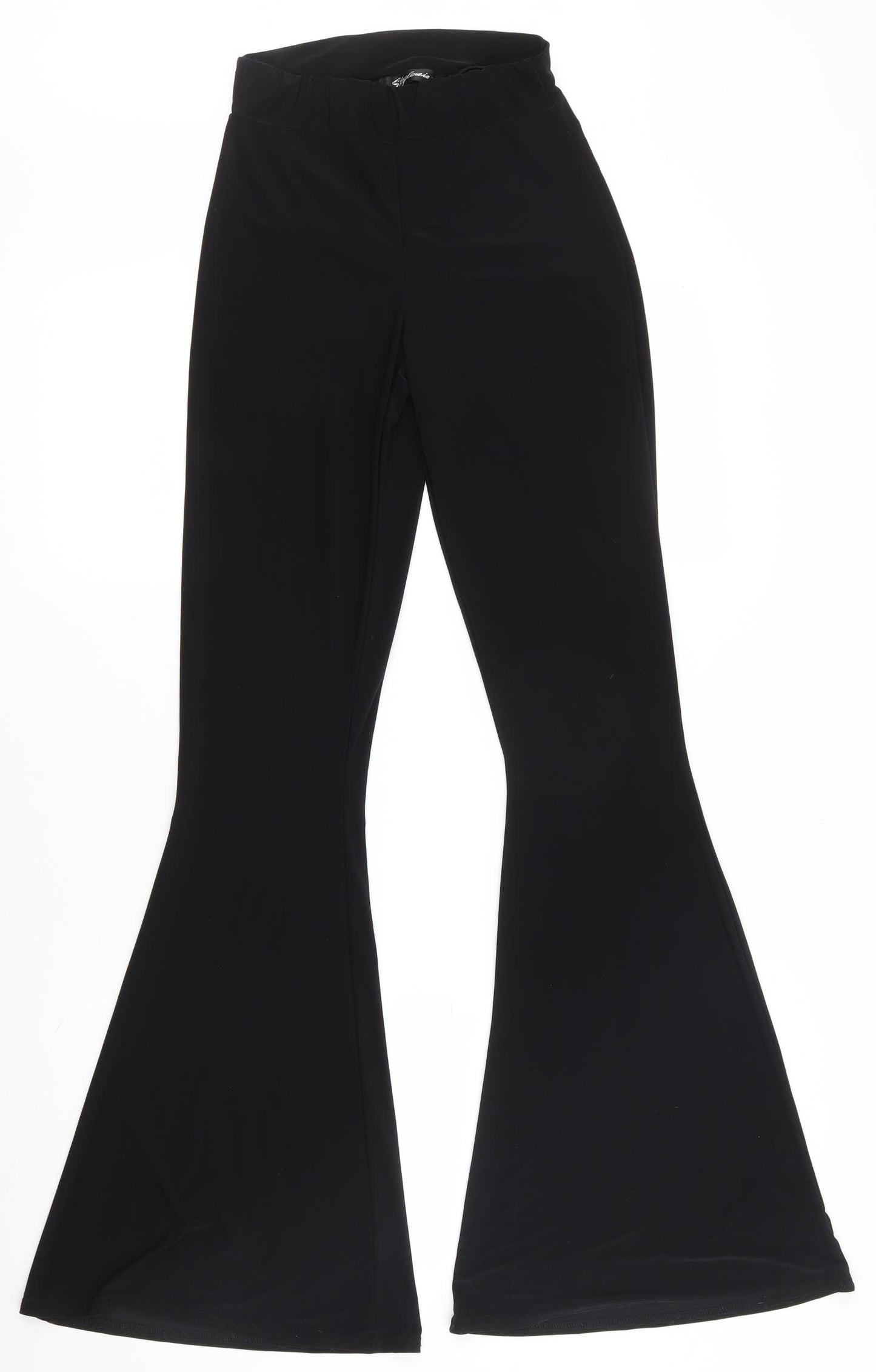 Stylewise Womens Black  Polyester Jogger Leggings Size 8 L32 in   - Flared