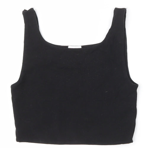 Zara Girls Black  Cotton Cropped Tank Size 10 Years Scoop Neck Pullover