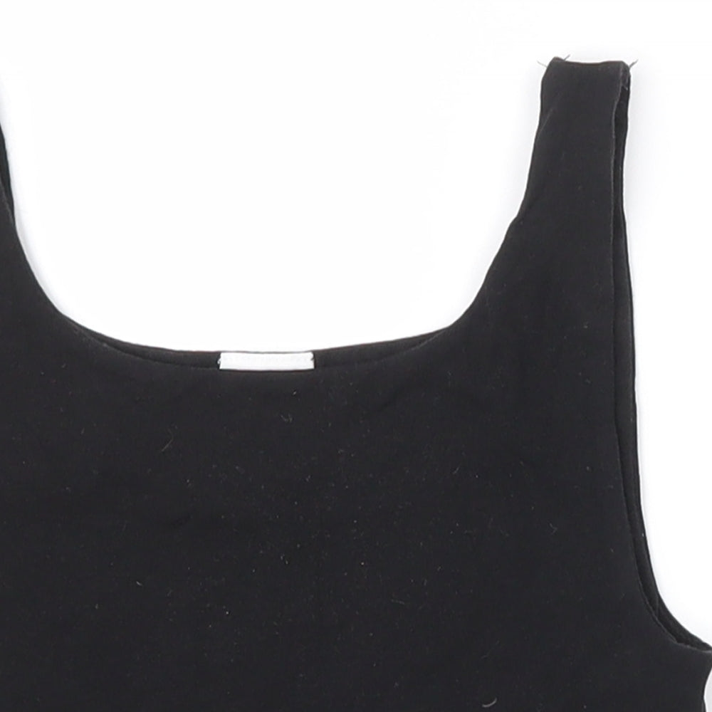 Zara Girls Black  Cotton Cropped Tank Size 10 Years Scoop Neck Pullover
