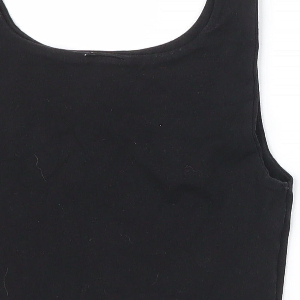 Zara Girls Black  Cotton Cropped Tank Size 10 Years Scoop Neck Pullover