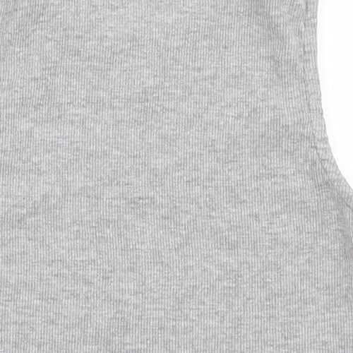 Primark Girls Grey  Cotton Cropped Tank Size 9-10 Years Round Neck Pullover