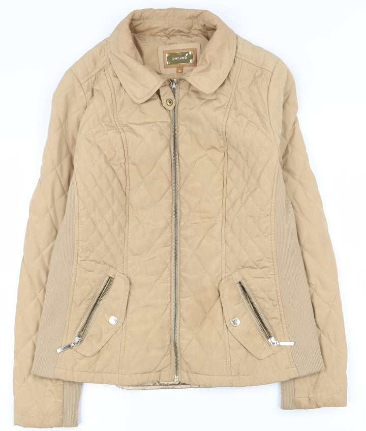 Per Una Womens Beige   Quilted Coat Size 12  Zip