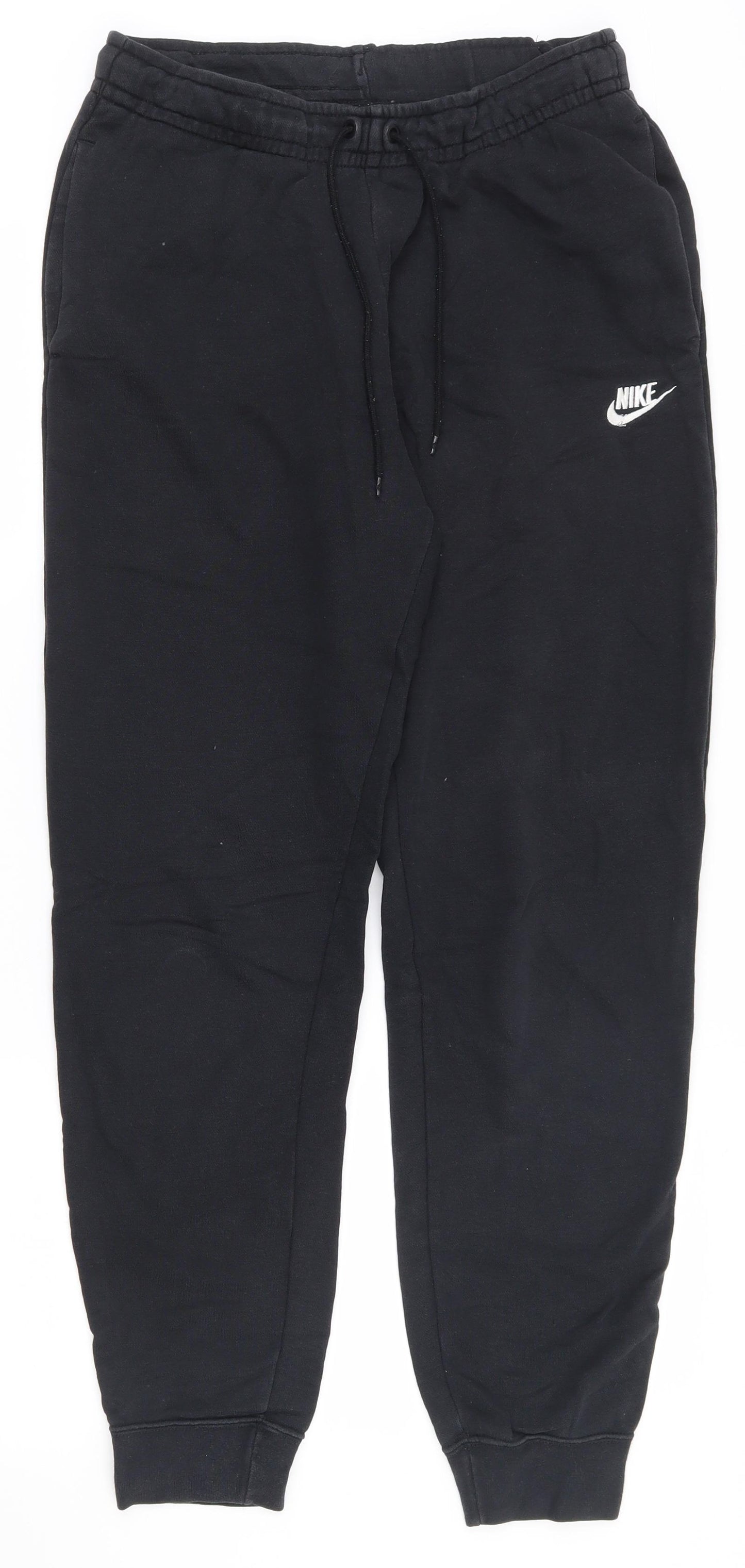 Nike Mens Black  Cotton Jogger Trousers Size S L29 in Regular Drawstring