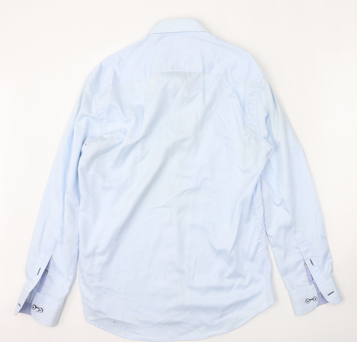 Benetti Mens Blue  Cotton  Dress Shirt Size 16 Collared Button