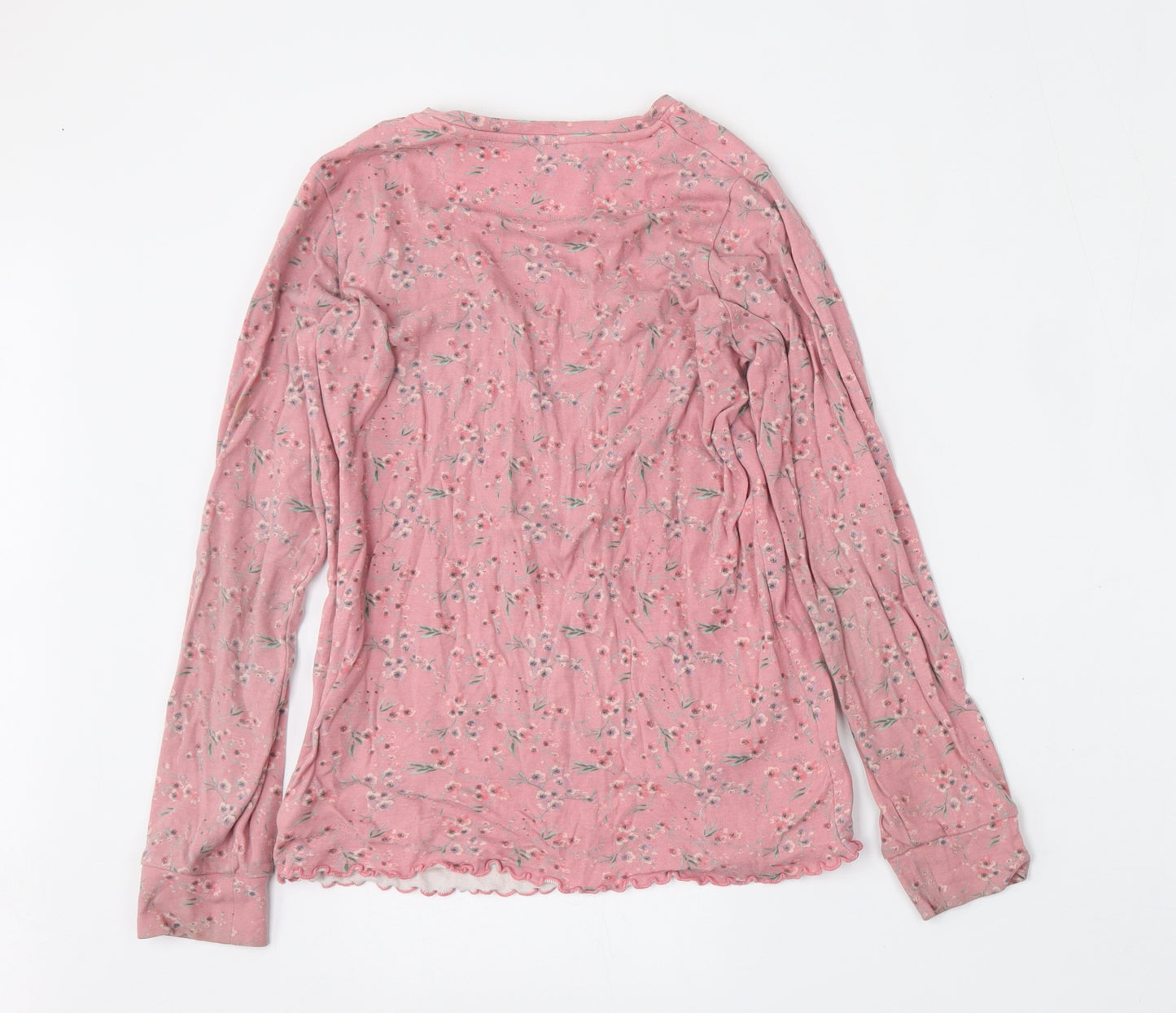 NEXT Girls Pink Floral Cotton Basic T-Shirt Size 11 Years Round Neck