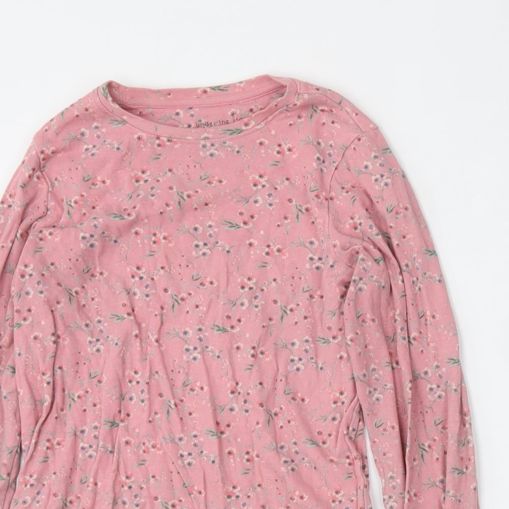 NEXT Girls Pink Floral Cotton Basic T-Shirt Size 11 Years Round Neck
