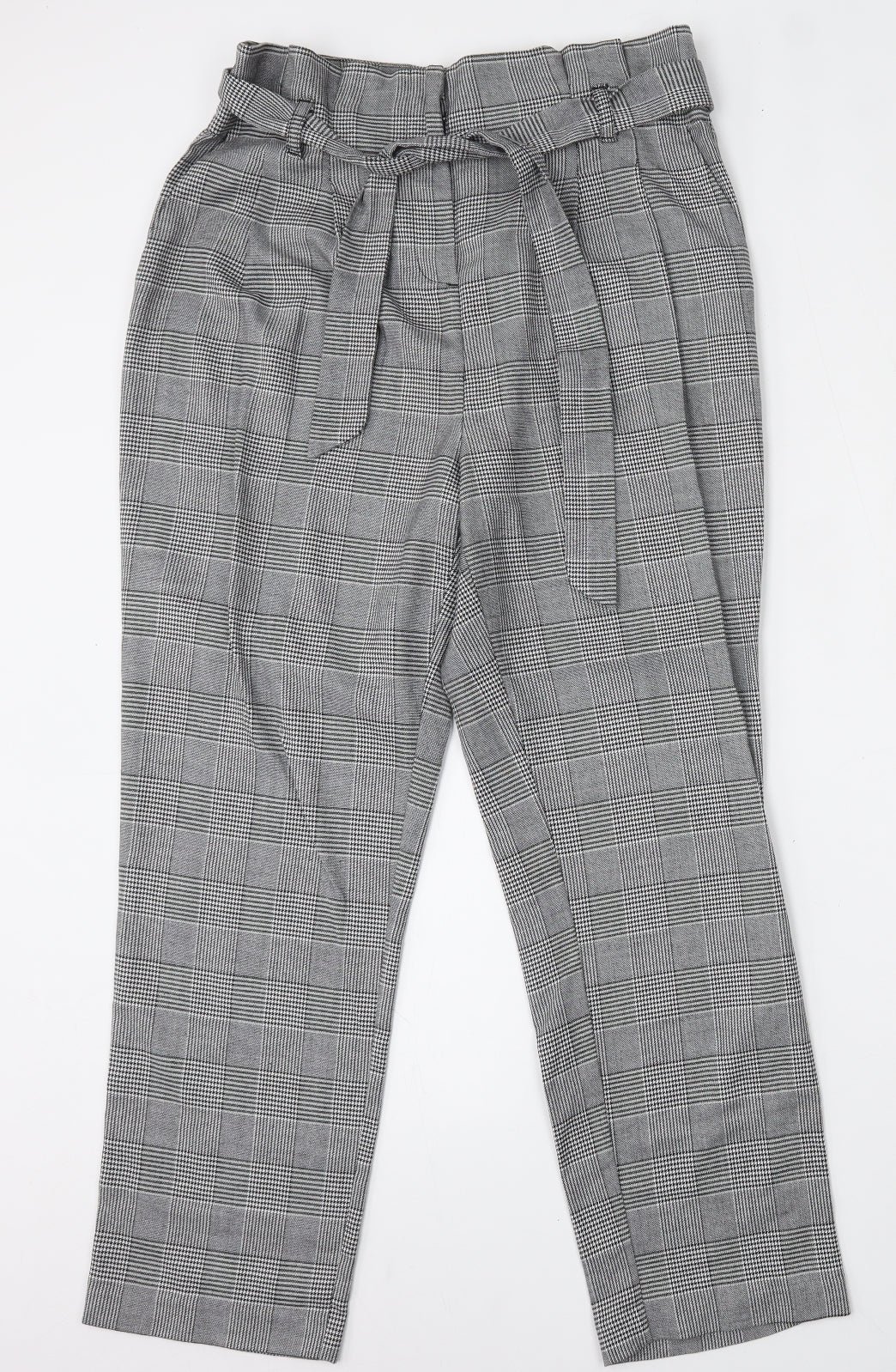 New Look Womens Grey Plaid Polyester Trousers  Size 12 L27 in Regular