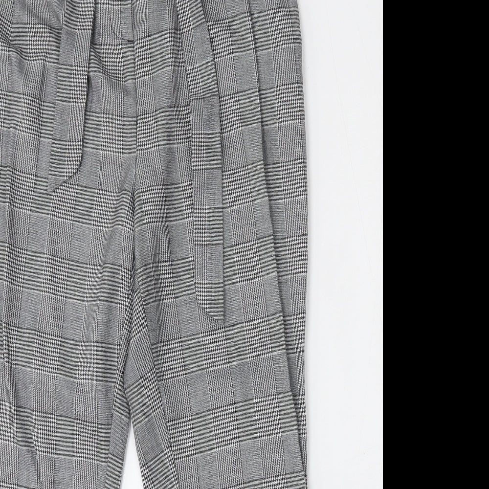 New Look Womens Grey Plaid Polyester Trousers  Size 12 L27 in Regular