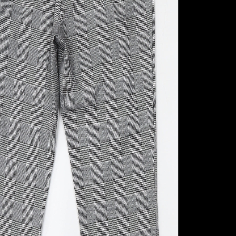 New Look Womens Grey Plaid Polyester Trousers  Size 12 L27 in Regular