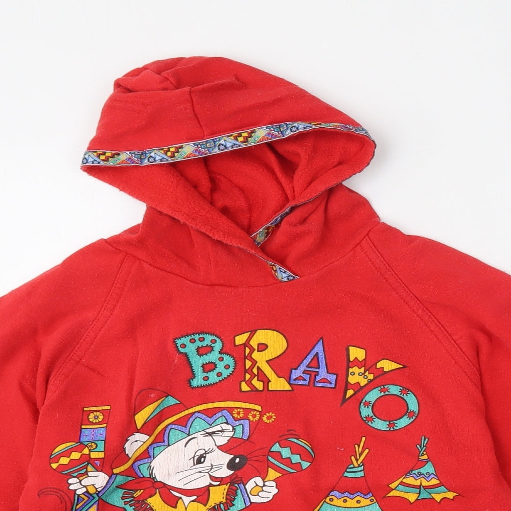 St Bernard Boys Red  Cotton Pullover Hoodie Size 5-6 Years  Tie