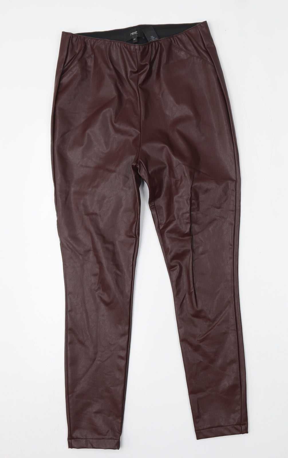 NEXT Womens Brown  Polyurethane Trousers  Size 10 L26 in Regular  - Leather Trousers