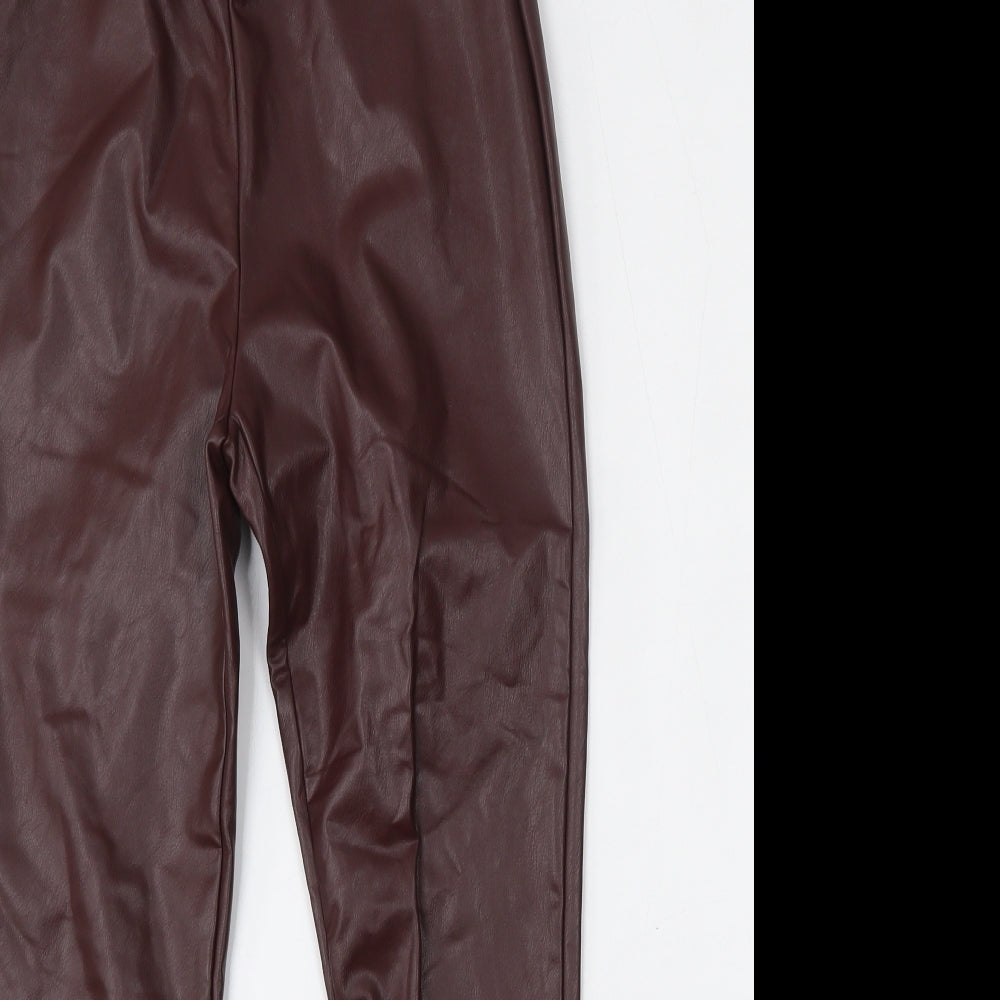 NEXT Womens Brown  Polyurethane Trousers  Size 10 L26 in Regular  - Leather Trousers