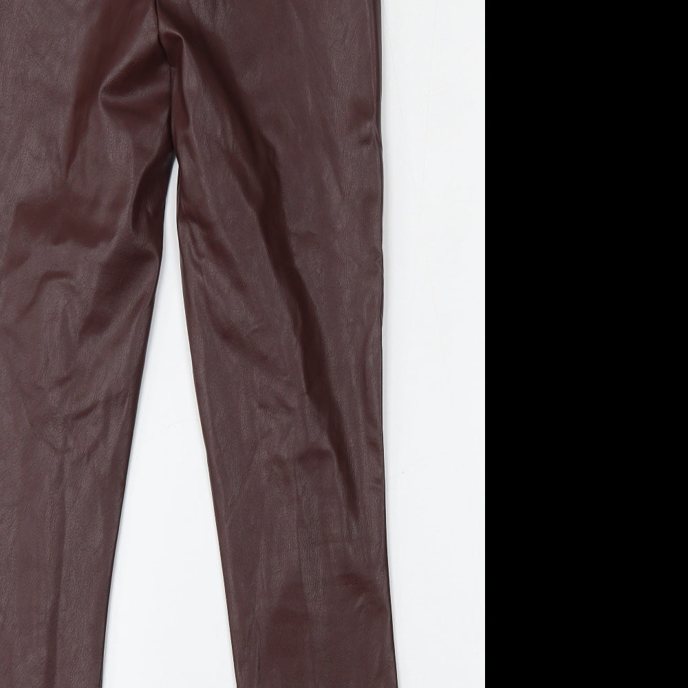 NEXT Womens Brown  Polyurethane Trousers  Size 10 L26 in Regular  - Leather Trousers