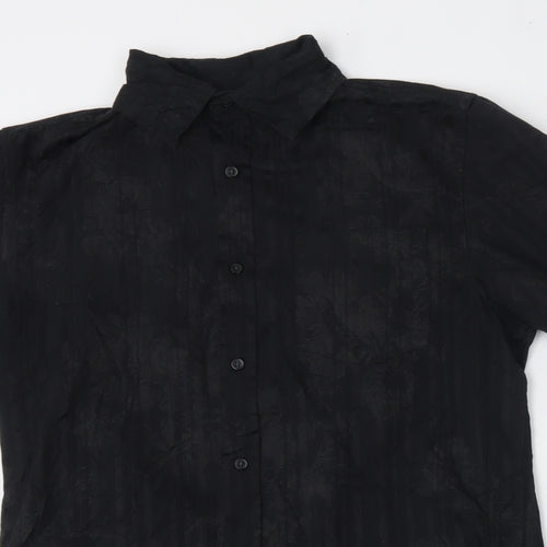 NEXT Mens Black  Polyester  Button-Up Size M Collared Button