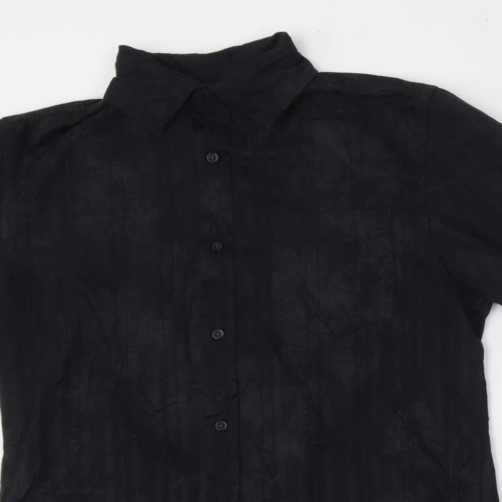 NEXT Mens Black  Polyester  Button-Up Size M Collared Button