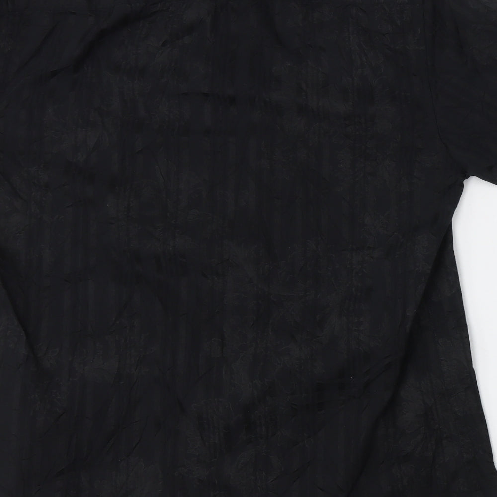NEXT Mens Black  Polyester  Button-Up Size M Collared Button