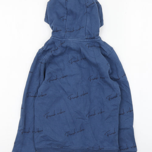 George Boys Blue Geometric Cotton Full Zip Hoodie Size 8-9 Years