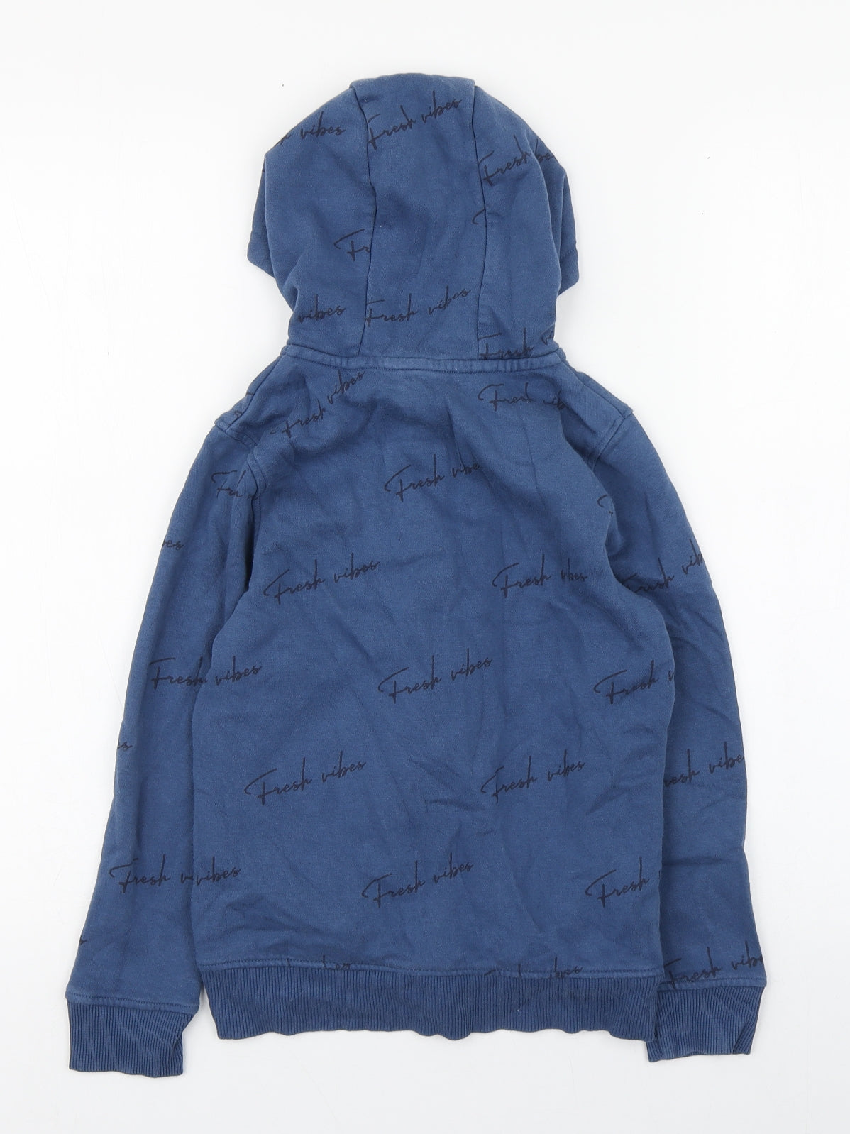 George Boys Blue Geometric Cotton Full Zip Hoodie Size 8-9 Years