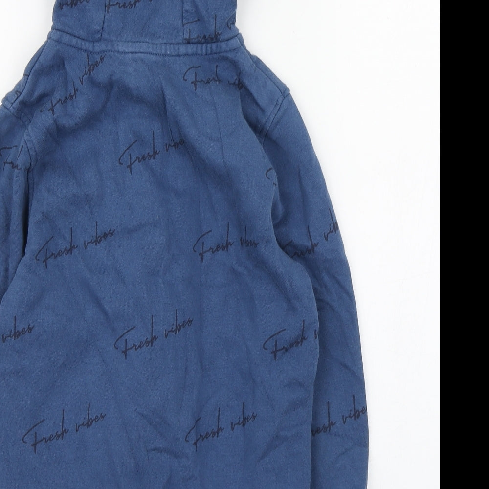 George Boys Blue Geometric Cotton Full Zip Hoodie Size 8-9 Years