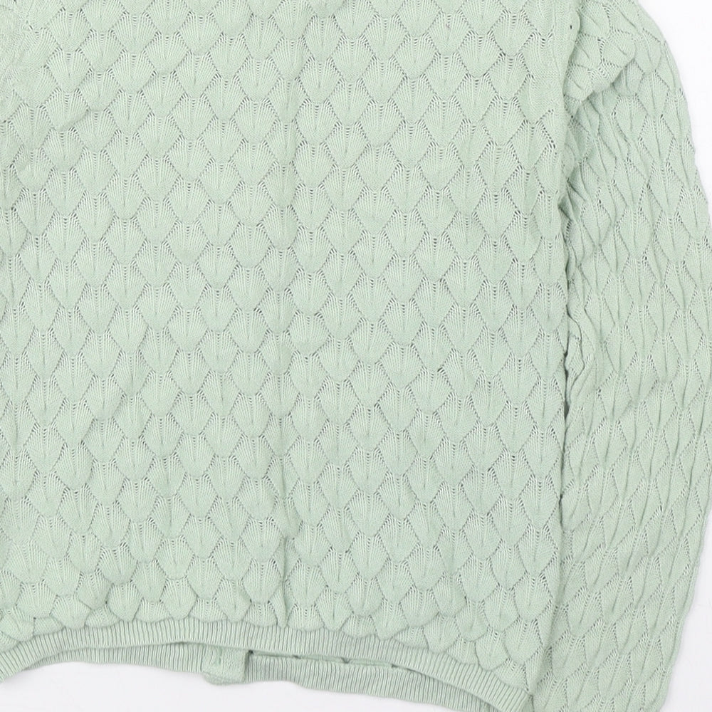 H&M Girls Green Round Neck  Cotton Cardigan Jumper Size 7-8 Years  Button