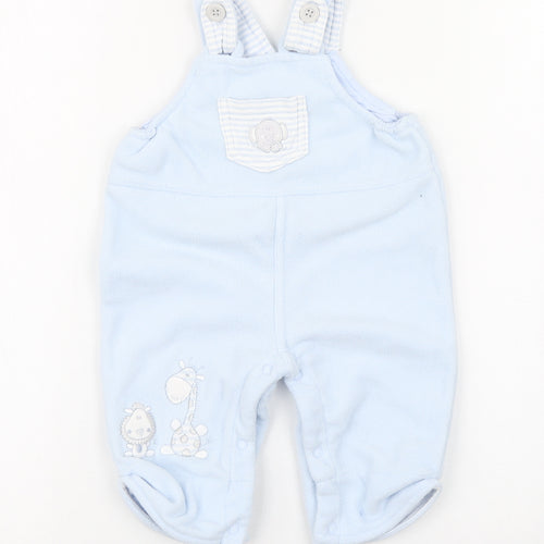 BabyBlue Boys Blue  Polyester Dungaree One-Piece Size 0-3 Months  Button