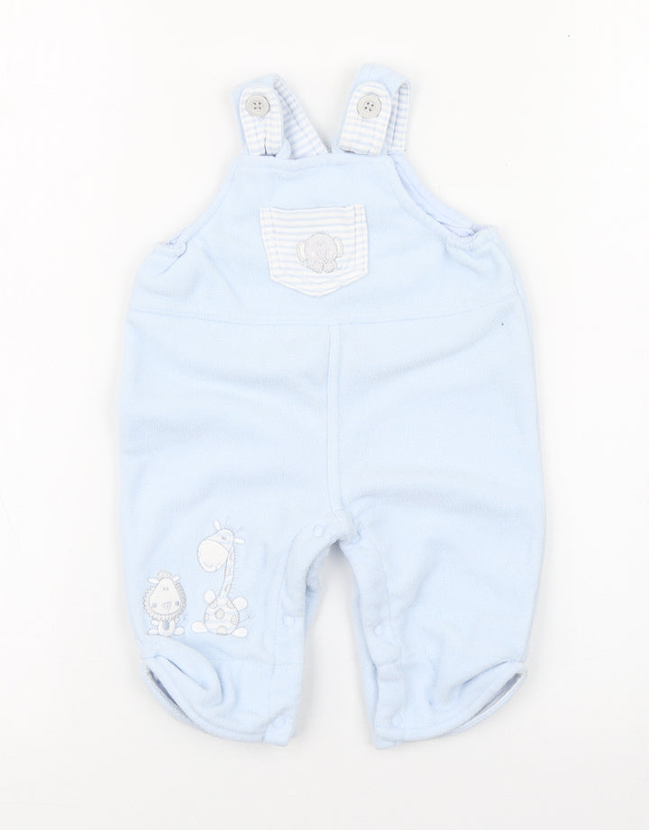 BabyBlue Boys Blue  Polyester Dungaree One-Piece Size 0-3 Months  Button