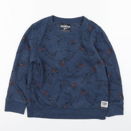 OshKosh B’gosh Boys Blue Geometric Cotton Pullover Sweatshirt Size 7 Years   - Dinosaur