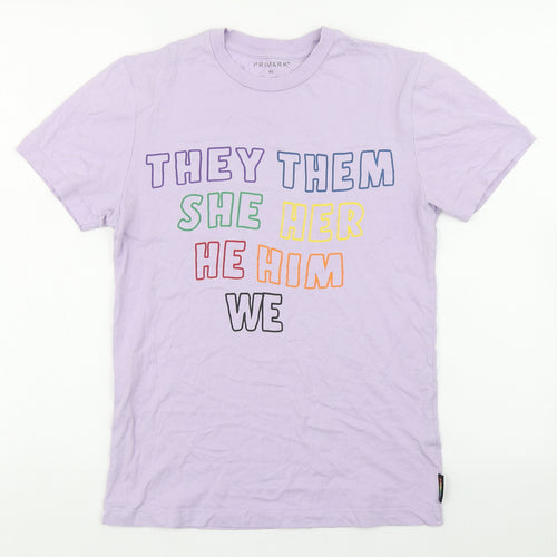 Primark Womens Purple  Cotton Basic T-Shirt Size XS Round Neck