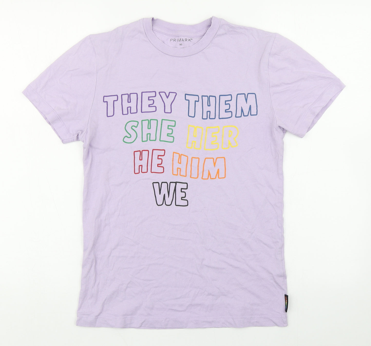 Primark Womens Purple  Cotton Basic T-Shirt Size XS Round Neck