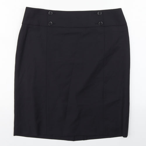 Planet Womens Black  Wool Straight & Pencil Skirt Size 14   Zip