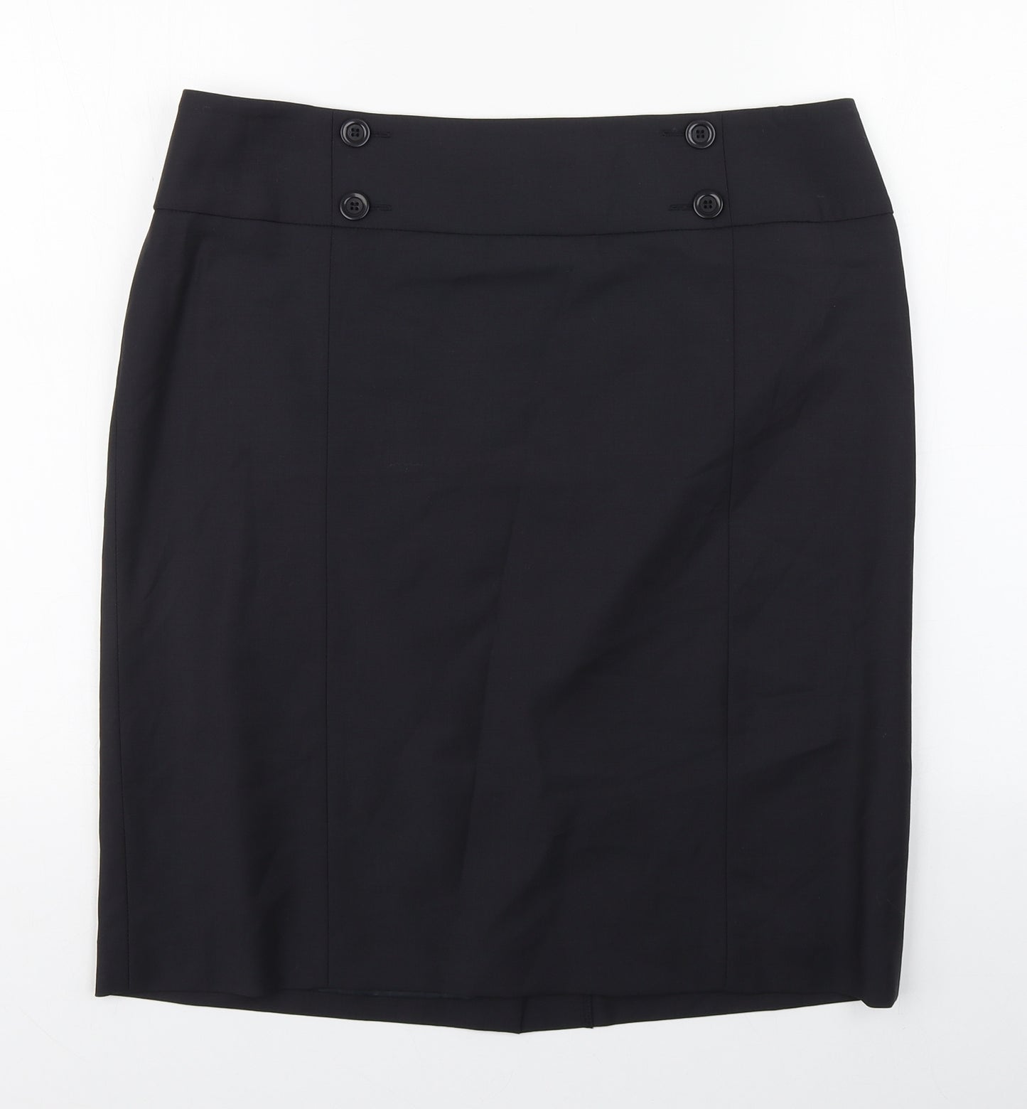 Planet Womens Black  Wool Straight & Pencil Skirt Size 14   Zip