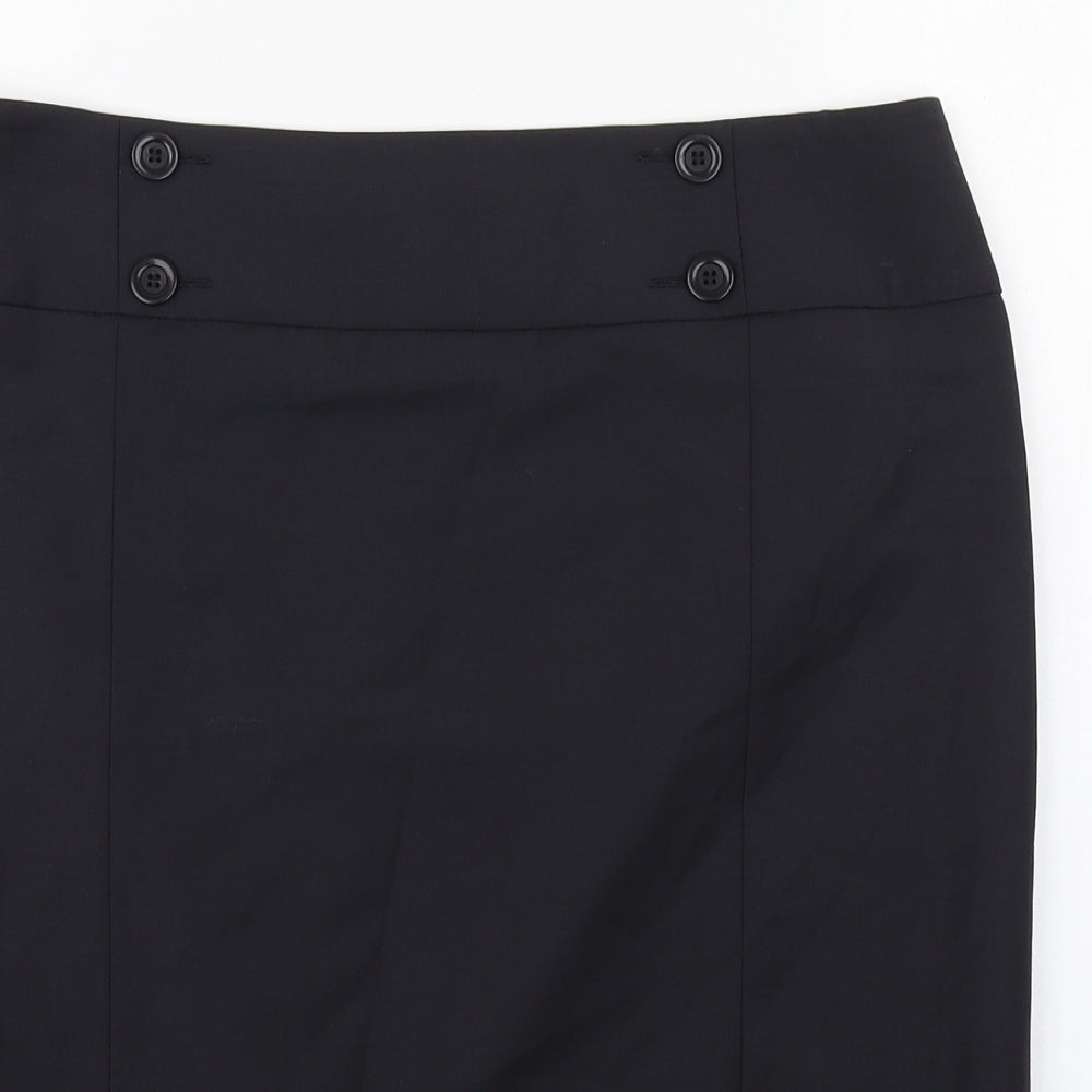 Planet Womens Black  Wool Straight & Pencil Skirt Size 14   Zip