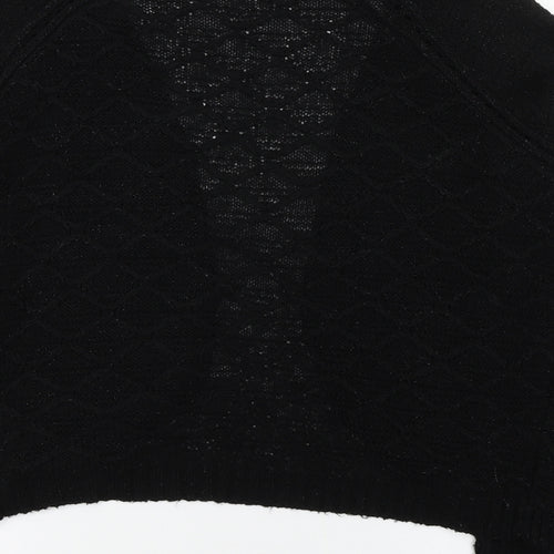 TU Womens Black V-Neck  Acrylic Cardigan Jumper Size 12