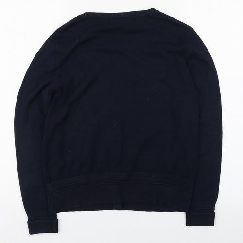 Principles Petite Womens Blue Scoop Neck  Wool Cape Jumper Size 10