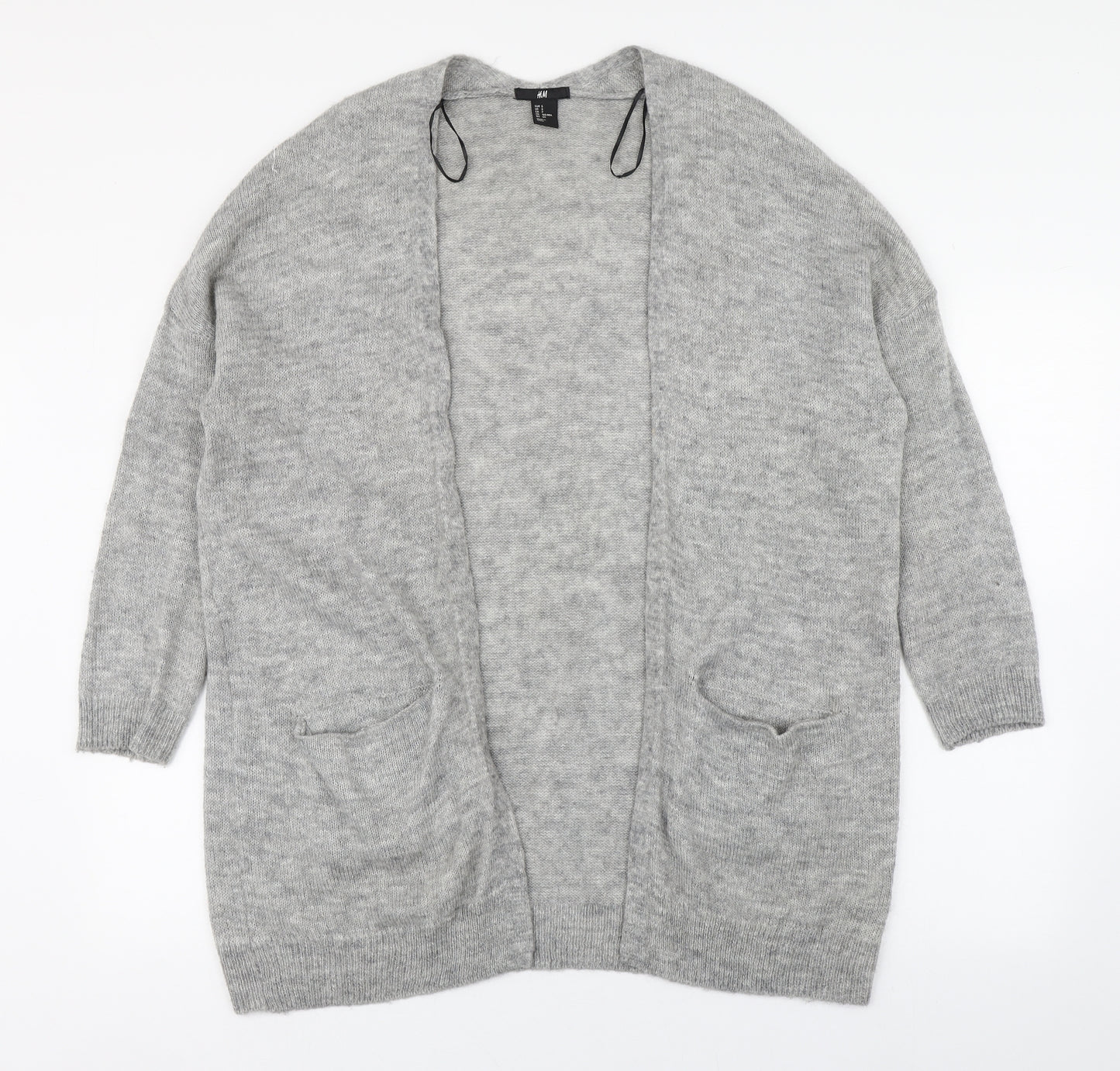 H&M Womens Grey V-Neck  Acrylic Cardigan Jumper Size S