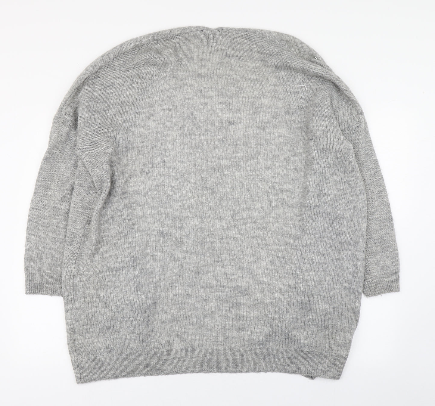 H&M Womens Grey V-Neck  Acrylic Cardigan Jumper Size S