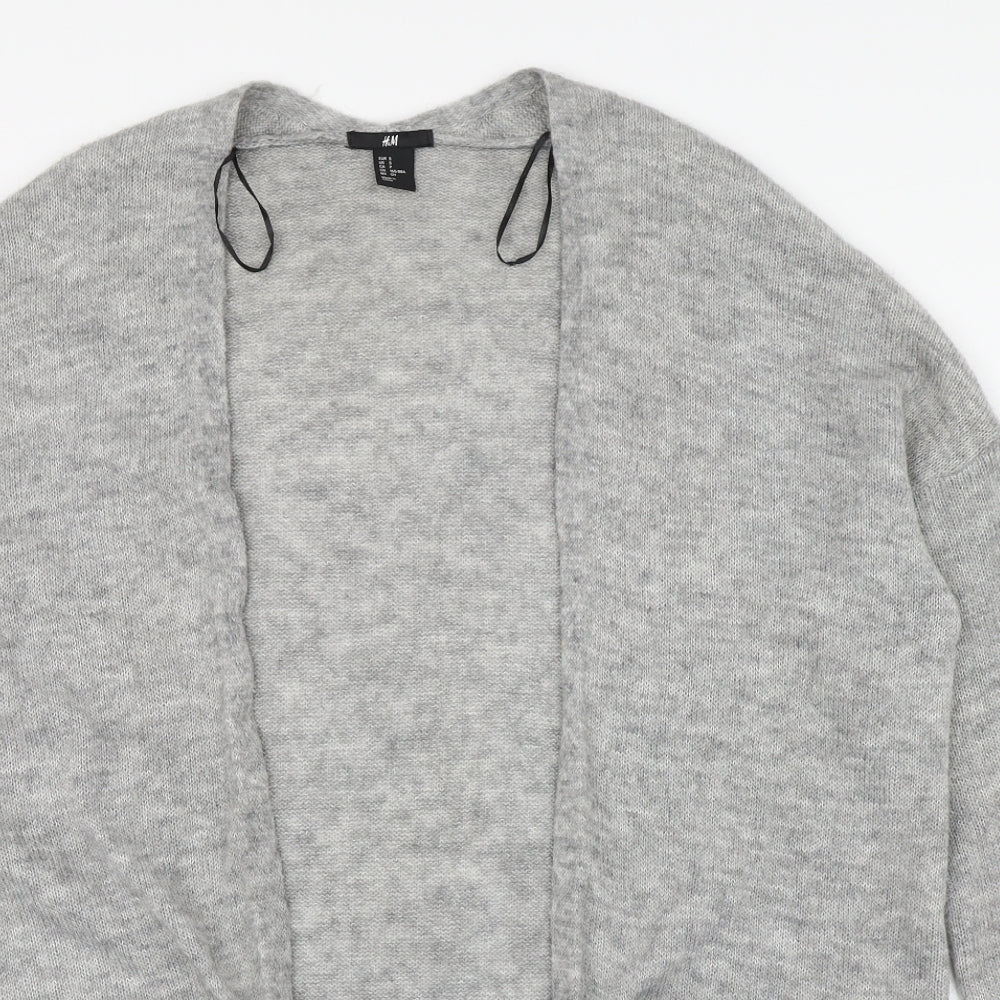 H&M Womens Grey V-Neck  Acrylic Cardigan Jumper Size S