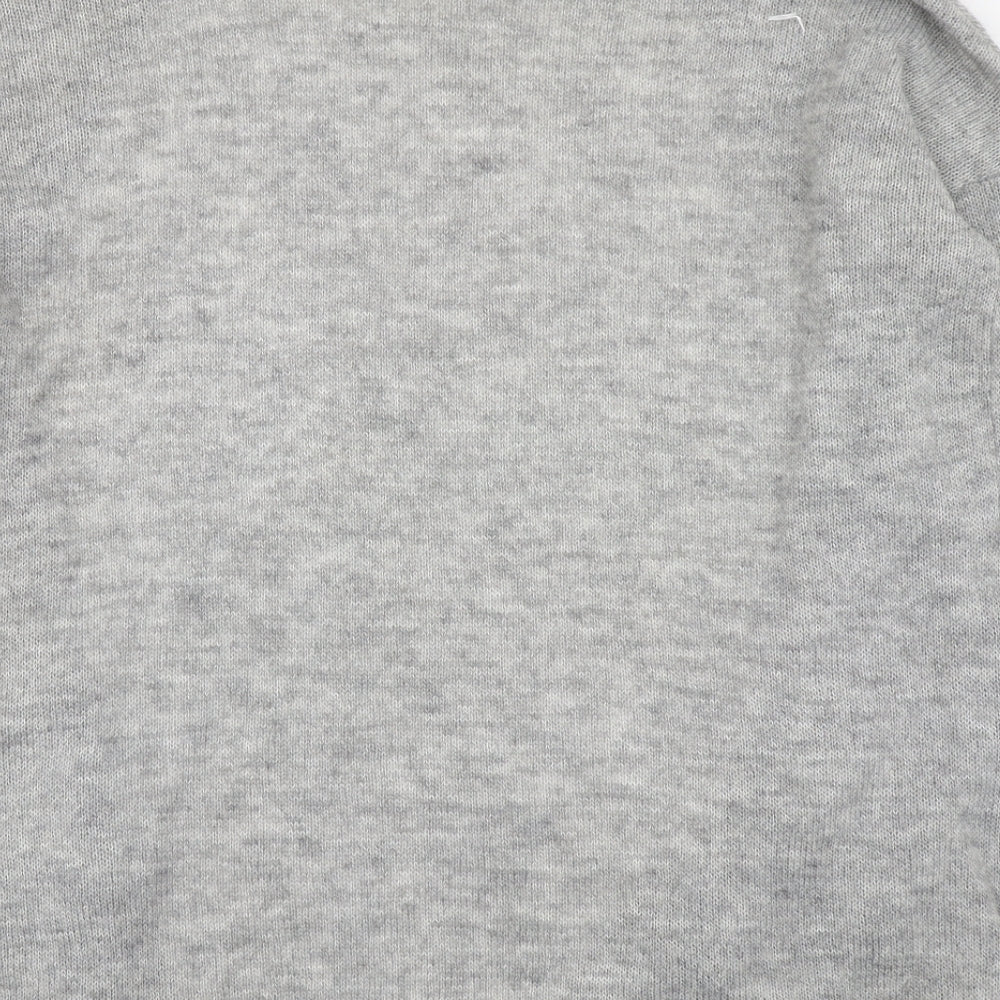 H&M Womens Grey V-Neck  Acrylic Cardigan Jumper Size S