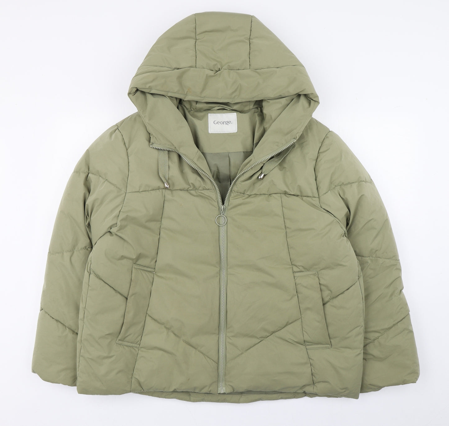 George Womens Green   Puffer Jacket Coat Size L  Zip