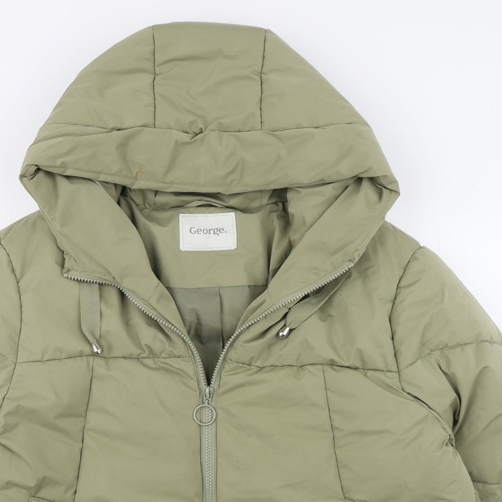 George Womens Green   Puffer Jacket Coat Size L  Zip