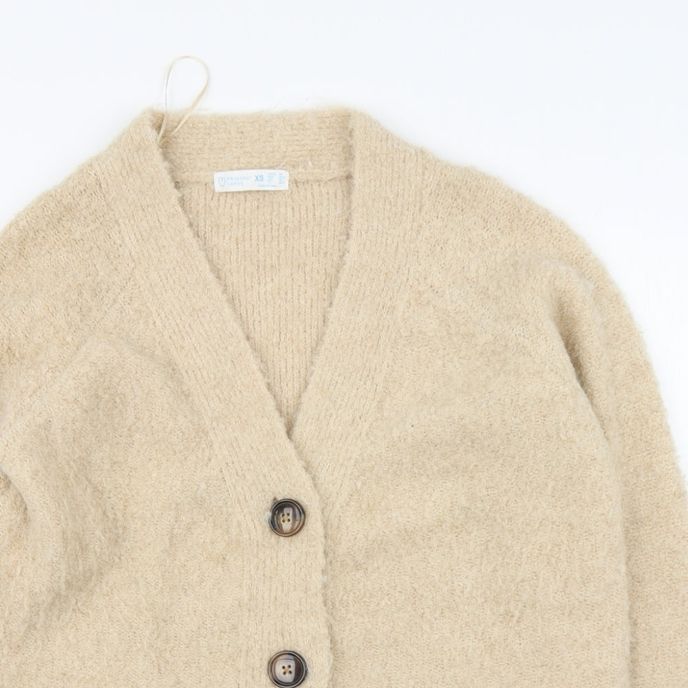Primark Womens Beige V-Neck  Polyester Cardigan Jumper Size XS