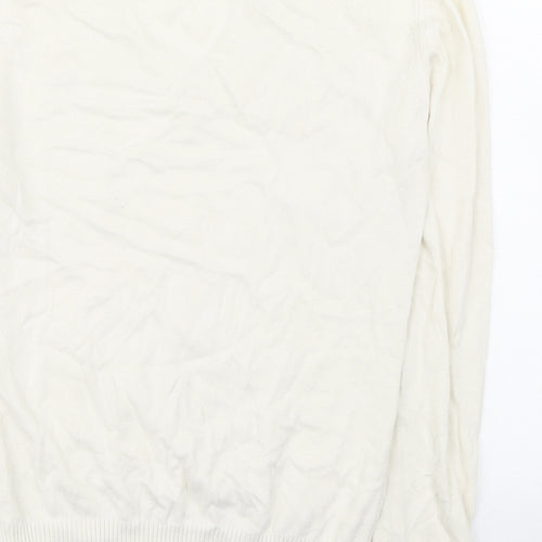 Thomas Burberry Mens Ivory V-Neck  Cotton Pullover Jumper Size L