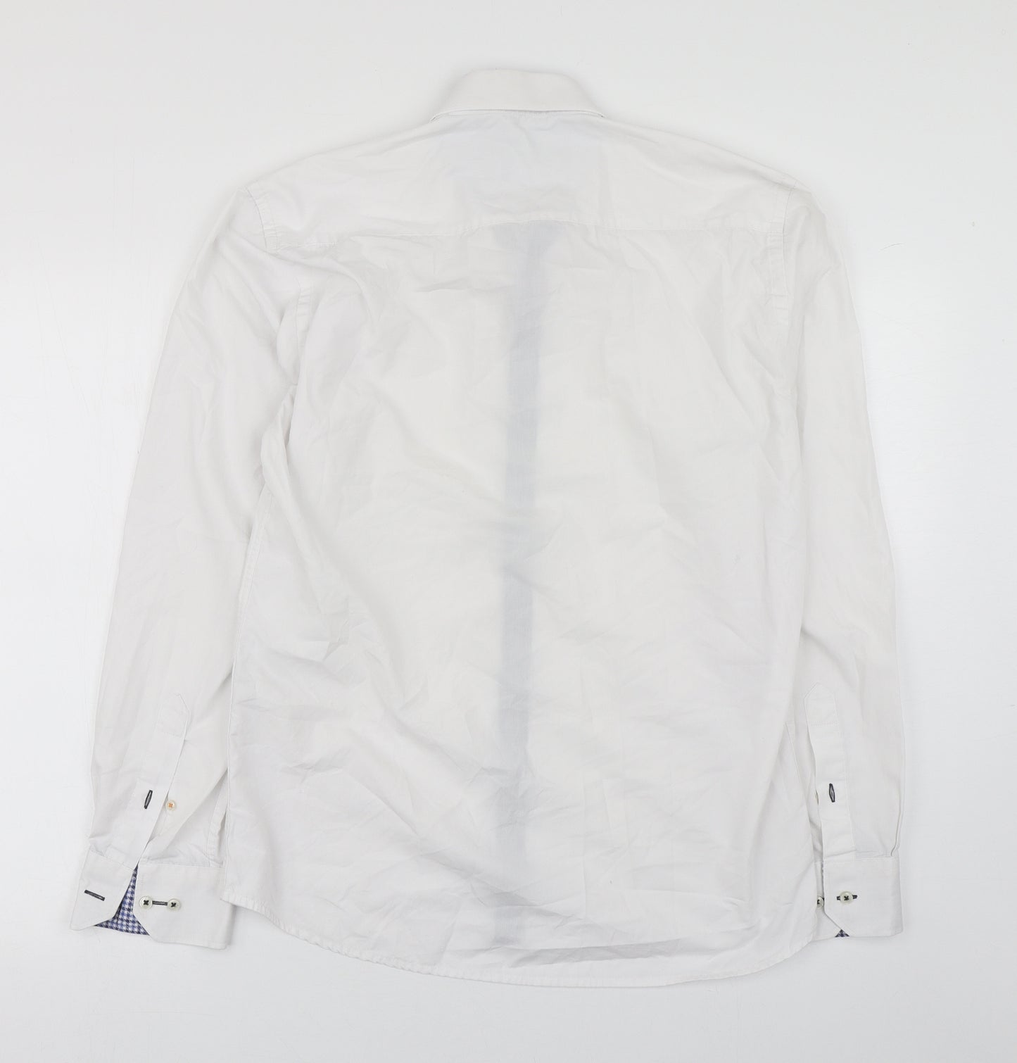 Selected Homme Mens White  Cotton  Dress Shirt Size M Collared Button