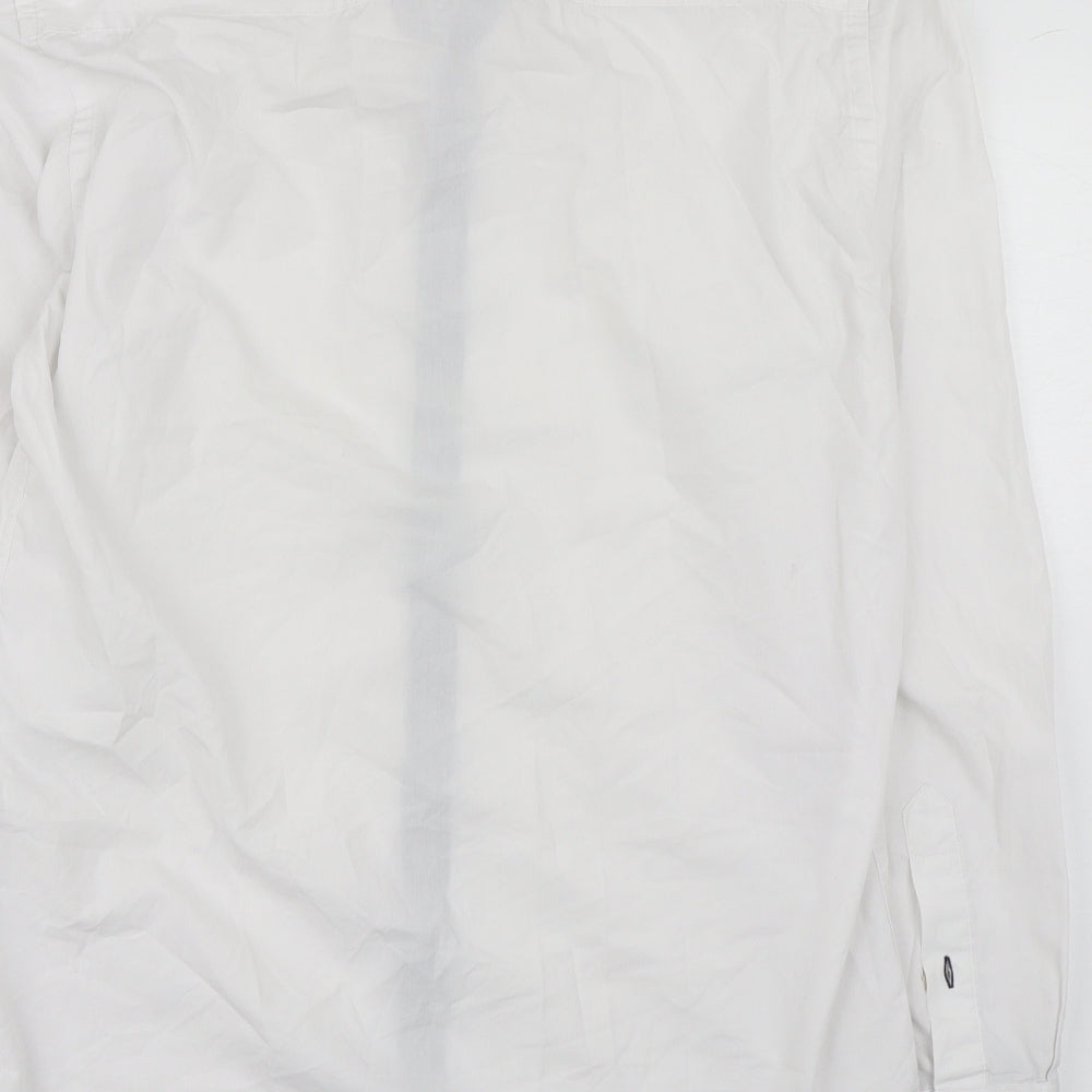 Selected Homme Mens White  Cotton  Dress Shirt Size M Collared Button