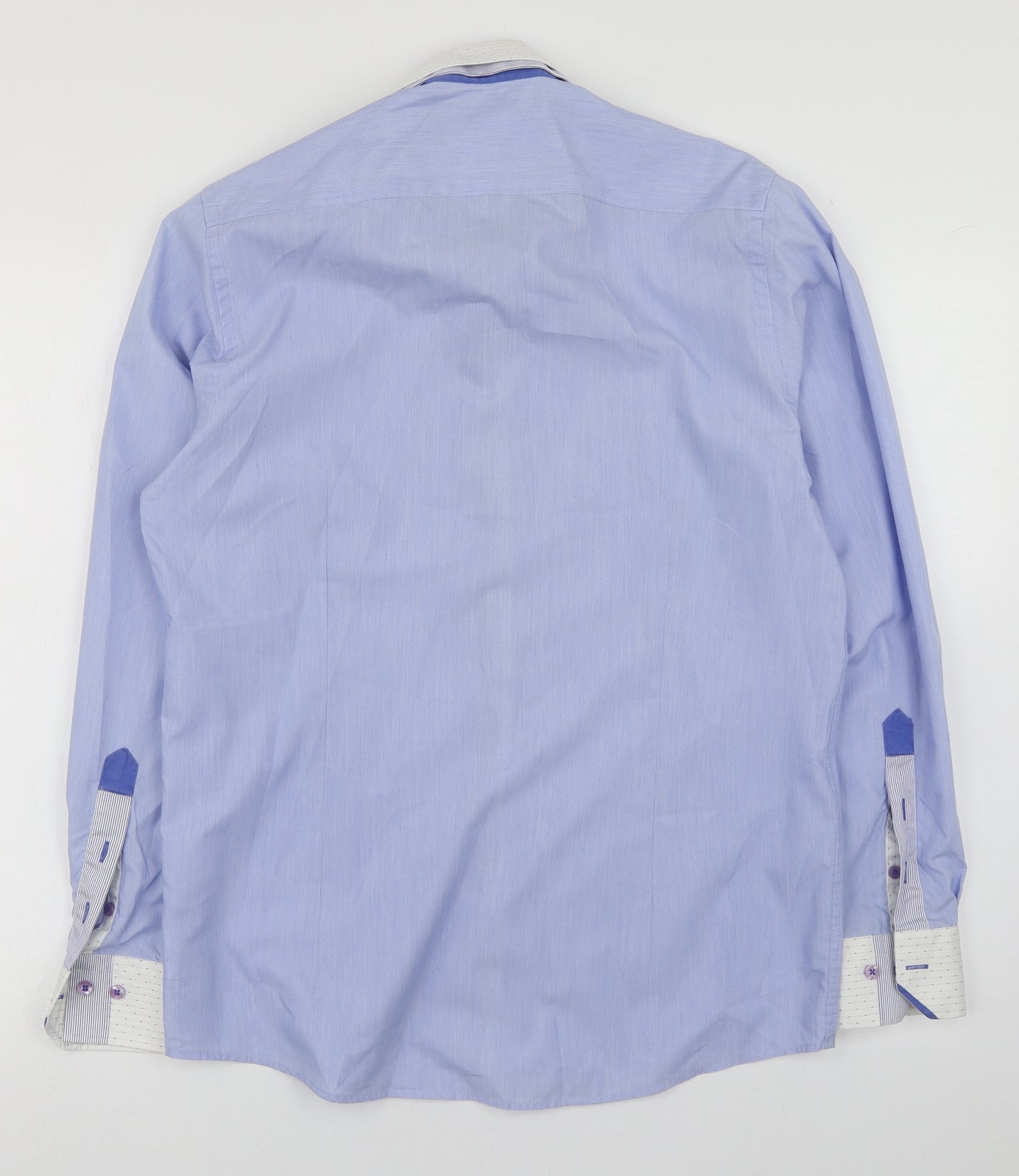 Guide London Mens Blue  Polyester  Dress Shirt Size M Collared Button