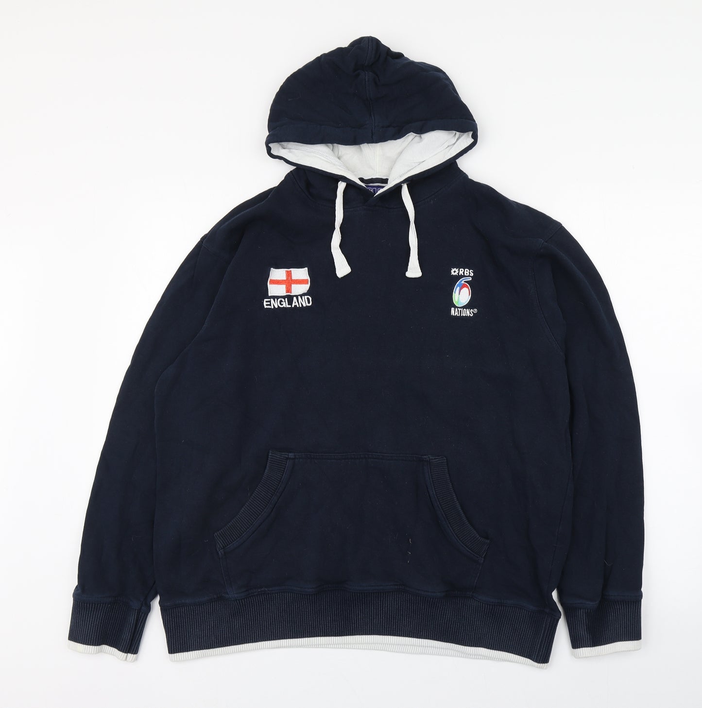 RBS 6 Nations Mens Blue  Cotton Pullover Hoodie Size XL